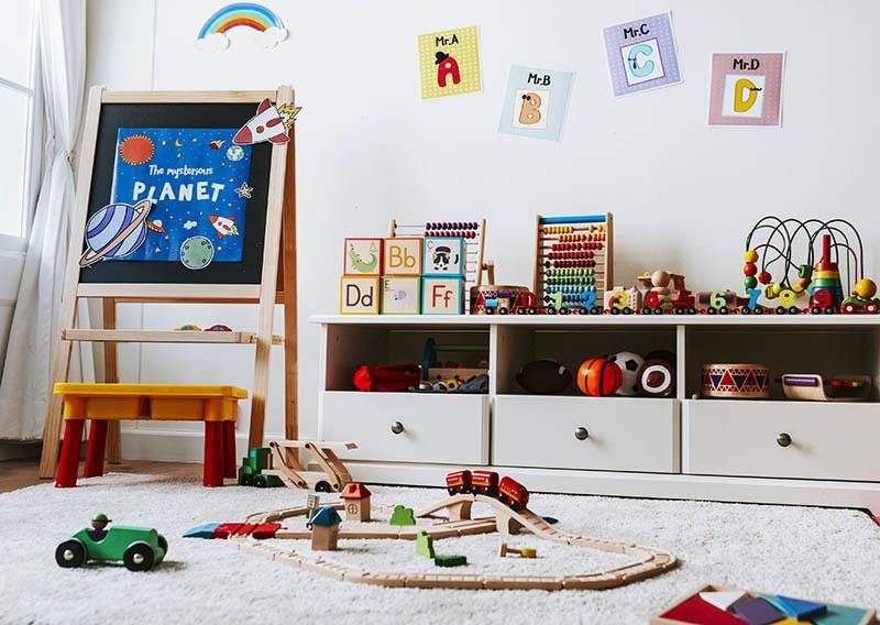 Montessori playroom with furniture