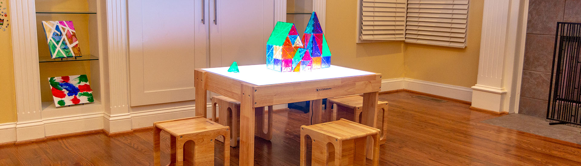 Montessori kids light table and activity table