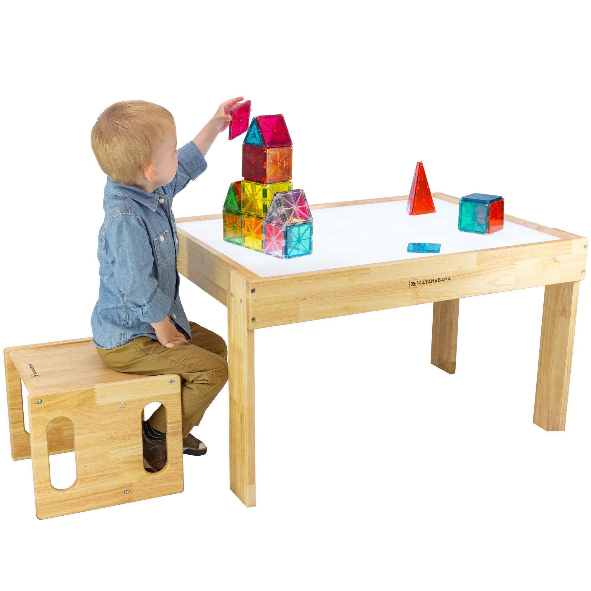 Montessori Wood Cube Chair and Stool for Kids - KATANABANA