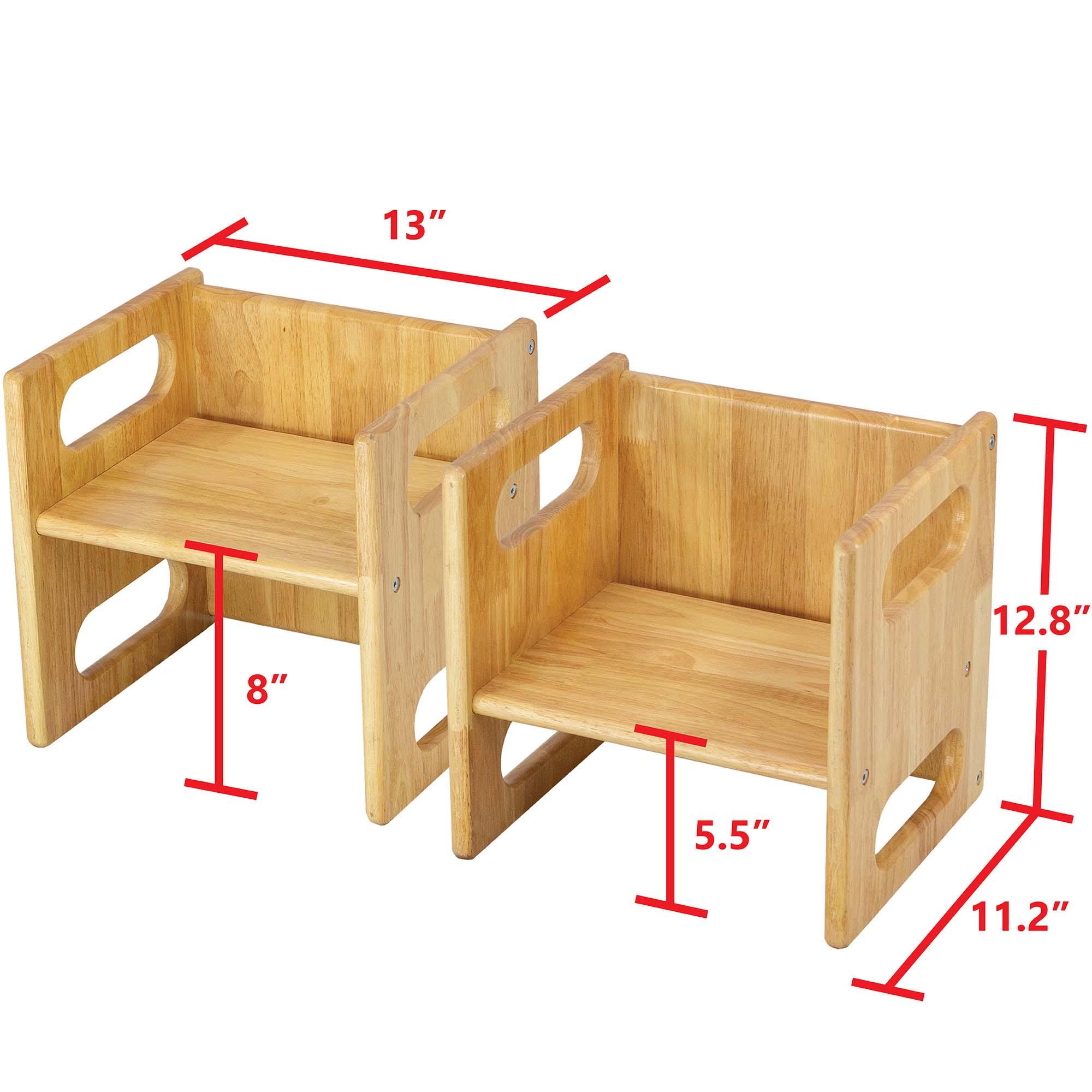 Montessori Wood Cube Chair and Stool for Kids